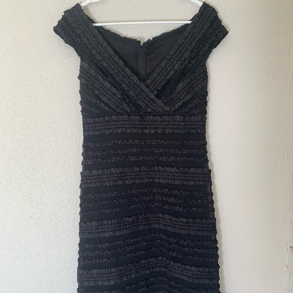 Tadashi Neiman Marcus Ruffle Sparkle Fitted Dress - Picture 2 of 8